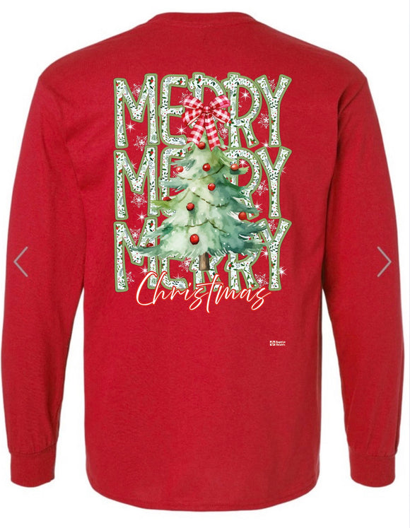 Baptist - Merry Christmas Long Sleeve Tee - Red