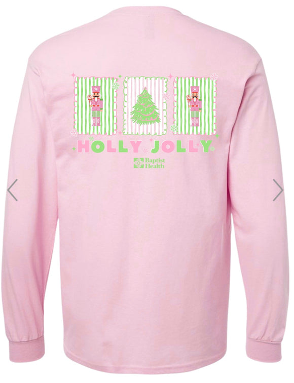 Baptist - Holly Jolly Long Sleeve Tee - Pink