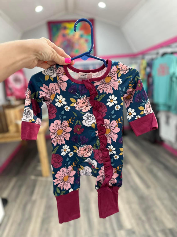 Avery Floral Zip Up Romper