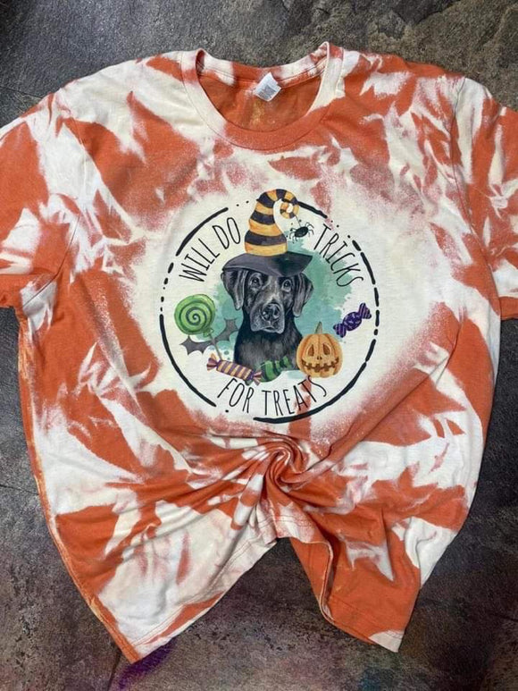 Will Do Tricks For Treats Bleached Tee