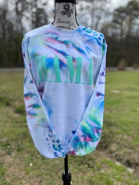 Custom Dyed Leopard Mama Puff Sweatshirt